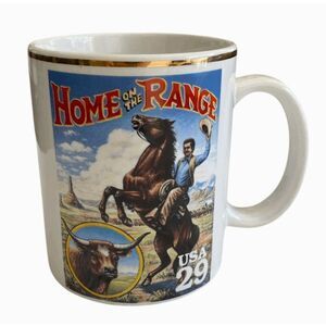 Vintage Heartland 1994 US Postal Stamp Home On The Range Mug Cup‎
